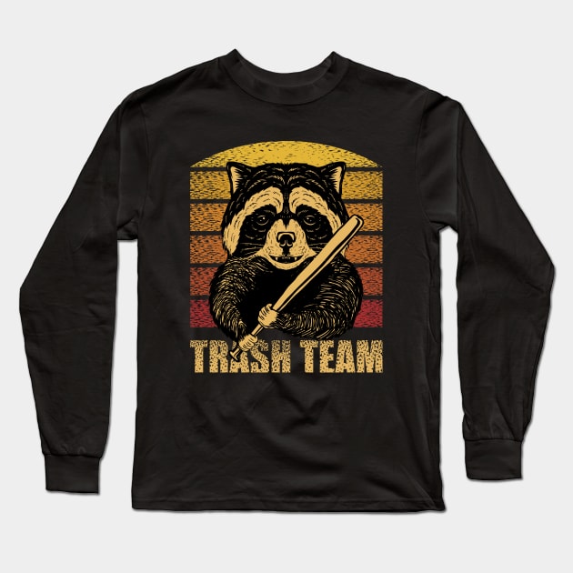 Racoon Trash Team Long Sleeve T-Shirt by Mako Design 